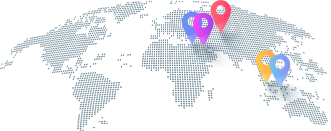 global map showing arise global six offices location