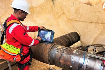Arise Global performing Phased Array Ultrasonic Testing on a pipeline