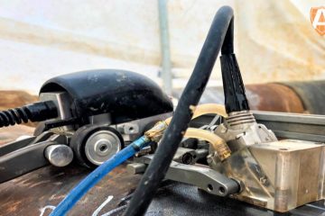 Arise Global performing Phased Array Ultrasonic Testing on a pipeline