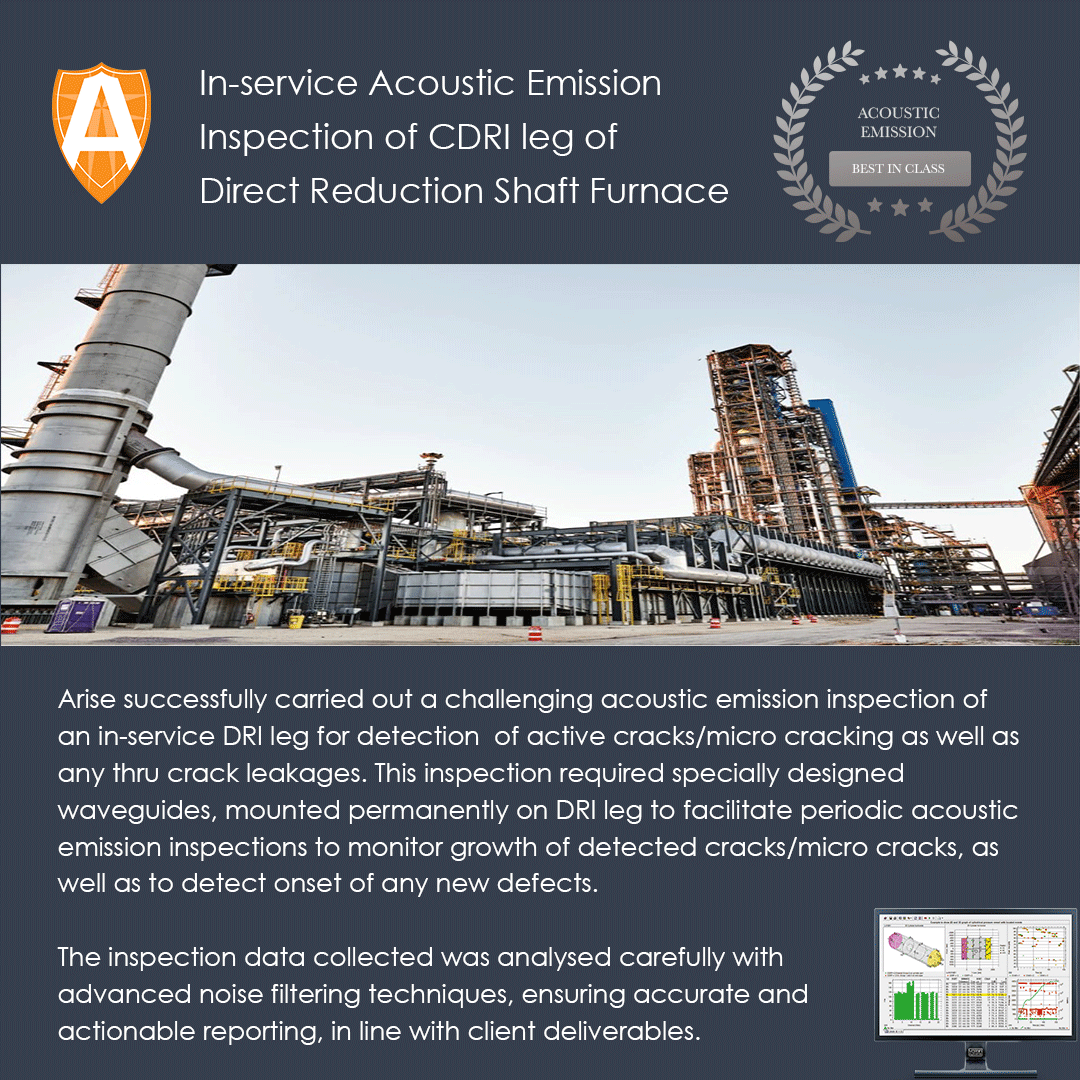 55 In-service Acoustic Emission Inspection of CDRI leg of Direct Reduction Shaft Furnace